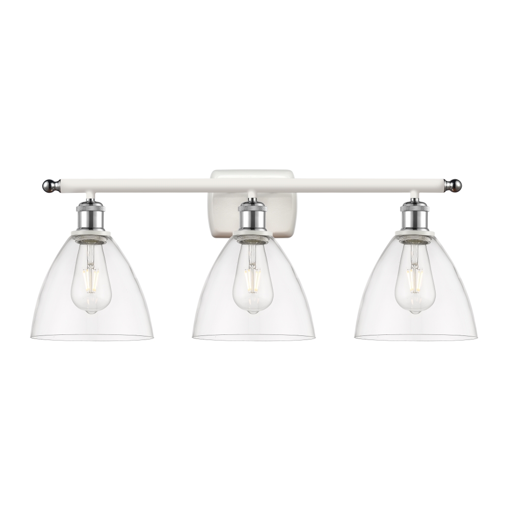 Innovations 516-3W-WPC-GBD-752 Ballston Dome 3 Light 28 inch Bath Vanity Light in White and Polished Chrome