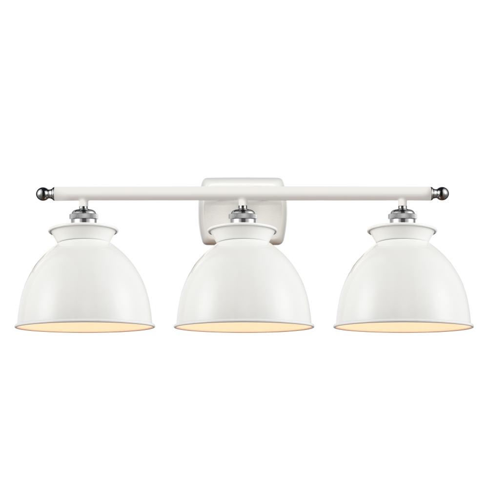 Innovations 516-3W-WPC-M14-W Adirondack 3 Light Bath Vanity Light part of the Ballston Collection in White and Polished Chrome