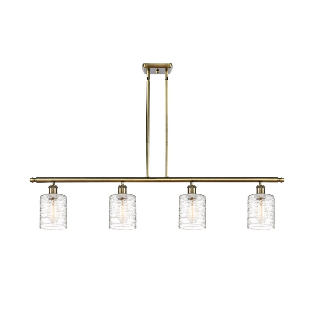 Innovations 516-4I-AB-G1113-LED Cobbleskill 4 Light Island Light part of the Ballston Collection in Antique Brass