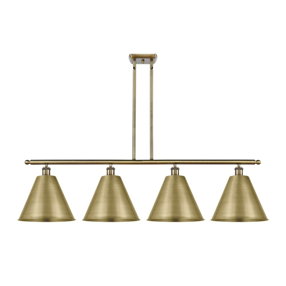 Innovations 516-4I-AB-MBC-12-AB-LED Ballston Cone Island Light in Antique Brass with Antique Brass Ballston Cone Cone Metal Shade