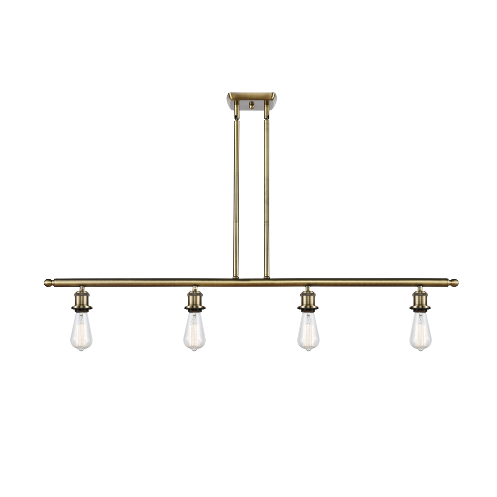 Innovations 516-4I-AB Bare Bulb 4 Light Island Light part of the Ballston Collection in Antique Brass