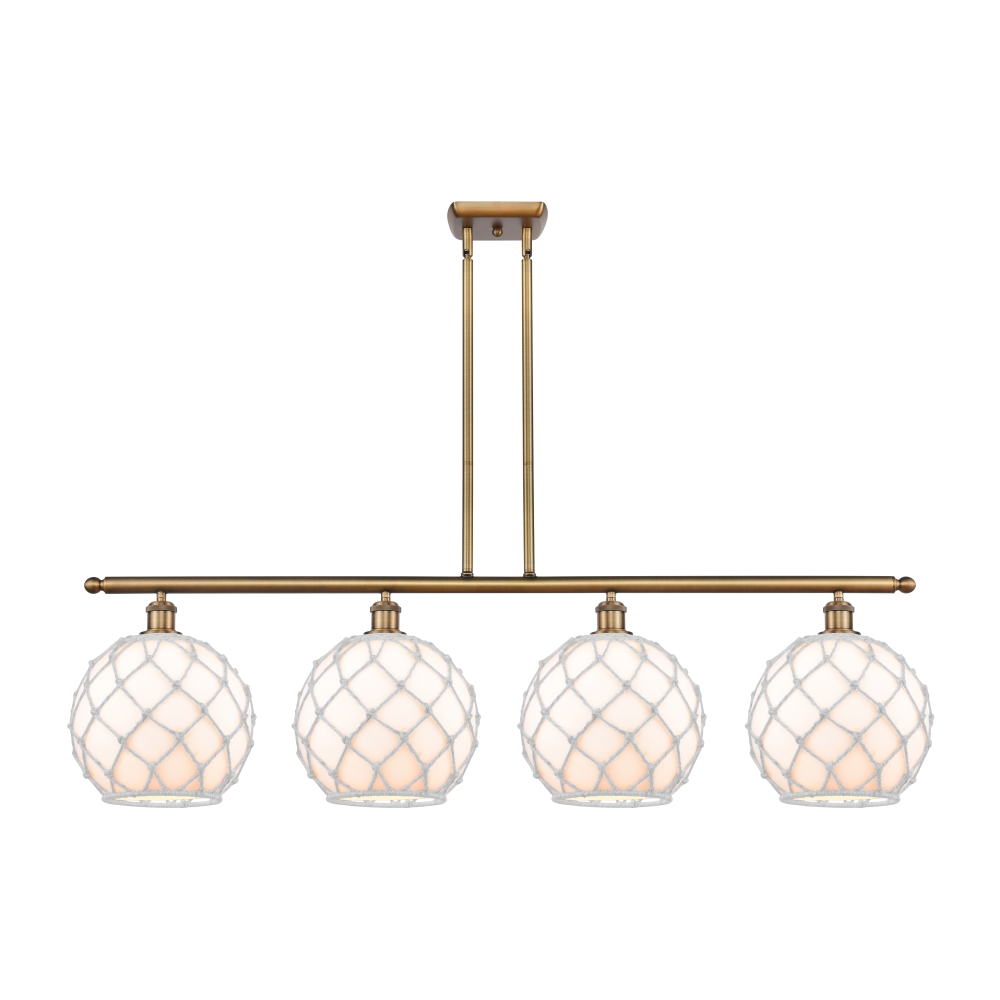 Innovations 516-4I-BB-G121-10RW Large Farmhouse Rope 4 Light Island Light in Brushed Brass