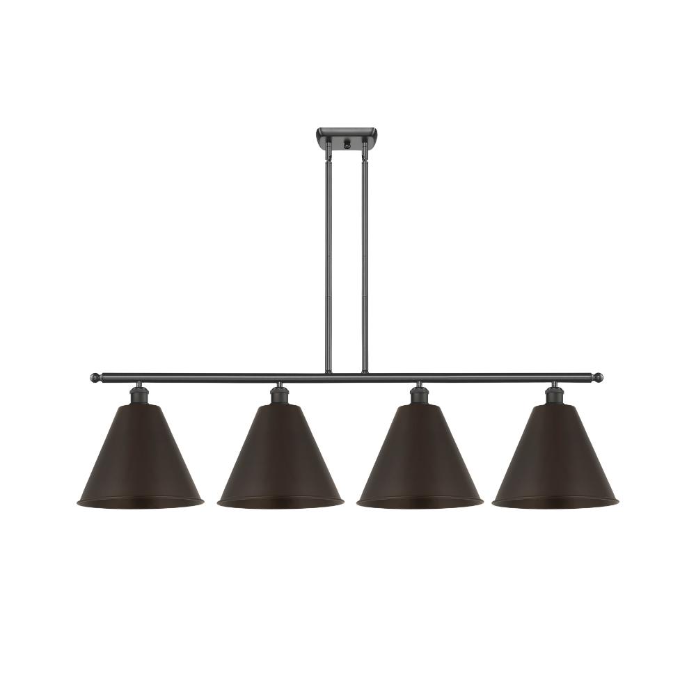 Innovations 516-4I-OB-MBC-12-OB-LED Ballston Cone Island Light in Oil Rubbed Bronze with Oil Rubbed Bronze Ballston Cone Cone Metal Shade