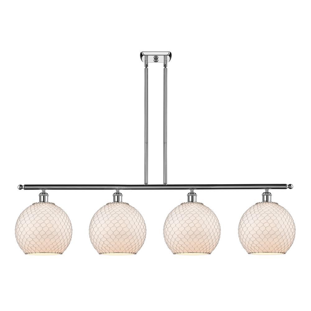 Innovations 516-4I-PC-G121-10CSN-LED Ballston Large Farmhouse Chicken Wire 3 Light Island Light in Polished Chrome