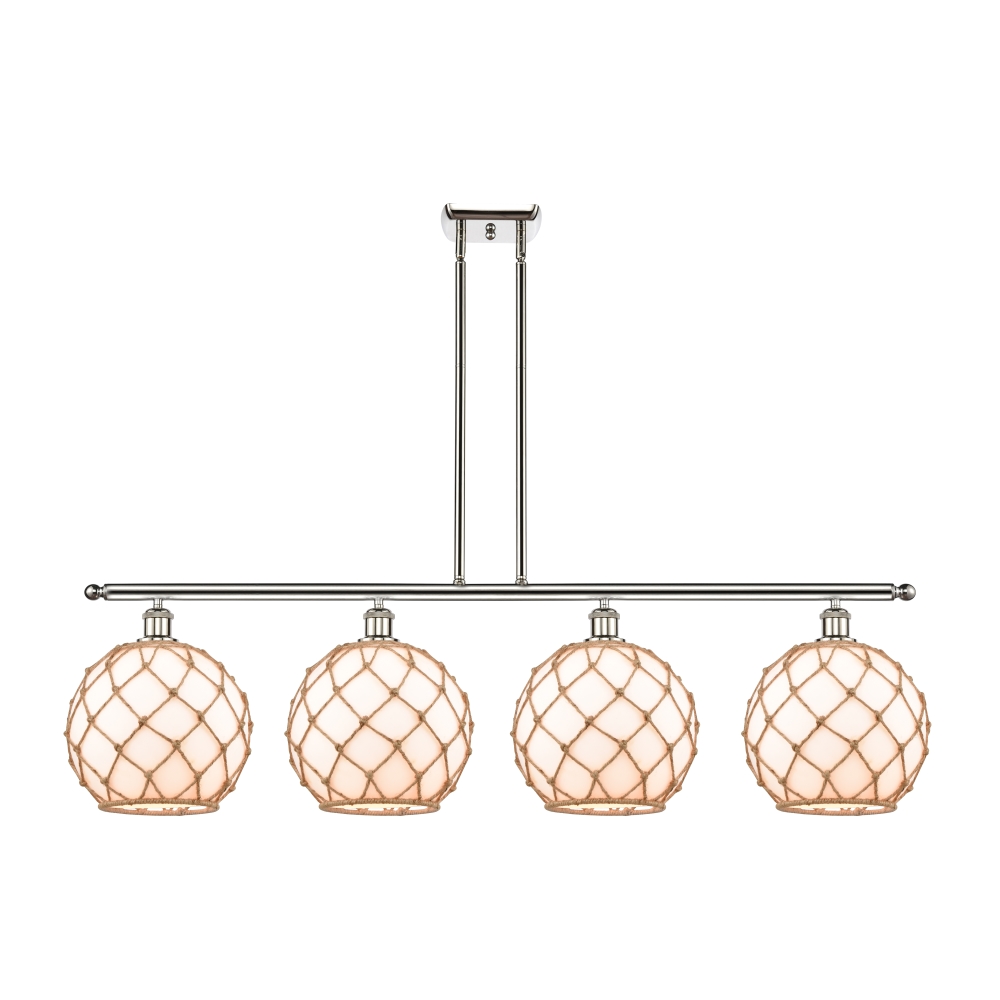 Innovations 516-4I-PN-G121-10RB-LED Large Farmhouse Rope 4 Light Island Light part of the Ballston Collection in Polished Nickel