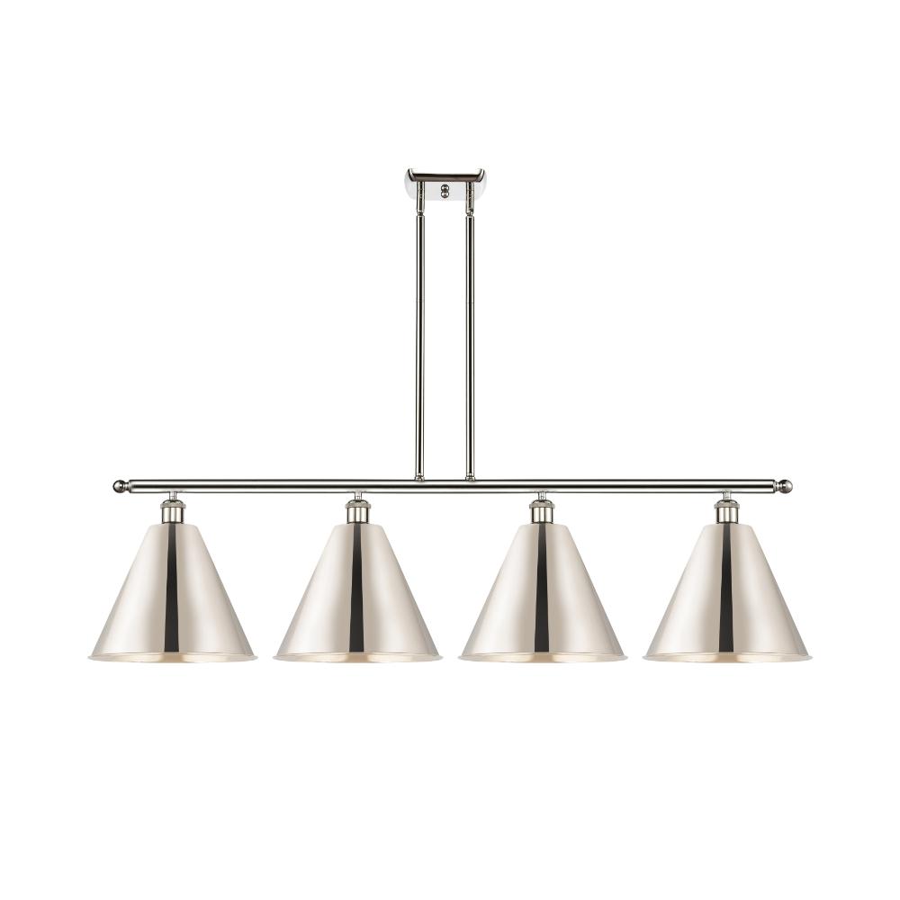 Innovations 516-4I-PN-MBC-12-PN-LED Ballston Cone Island Light in Polished Nickel with Polished Nickel Ballston Cone Cone Metal Shade