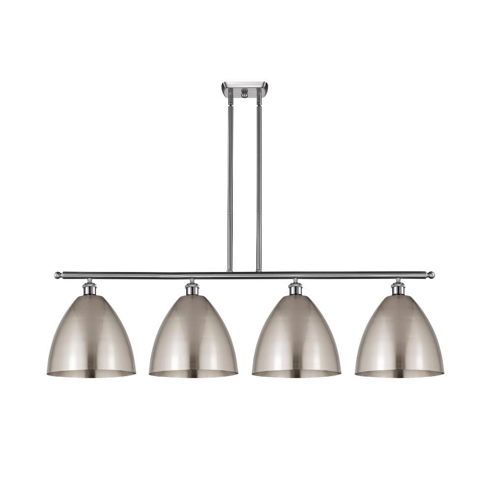 Innovations 516-4I-SN-MBD-12-SN-LED Ballston Dome Island Light in Brushed Satin Nickel with Brushed Satin Nickel Ballston Dome Cone Metal Shade