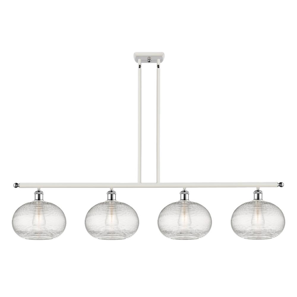 Innovations Lighting 516-4I-WPC-G555-10CL Ballston - Ithaca - 4 Light 49" Stem Hung Island Light - White Polished Chrome Finish - Clear Ithaca Shade