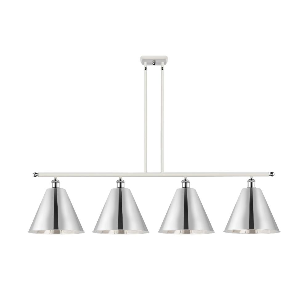Innovations 516-4I-WPC-MBC-12-PC-LED Ballston Cone Island Light in White and Polished Chrome with Polished Chrome Ballston Cone Cone Metal Shade