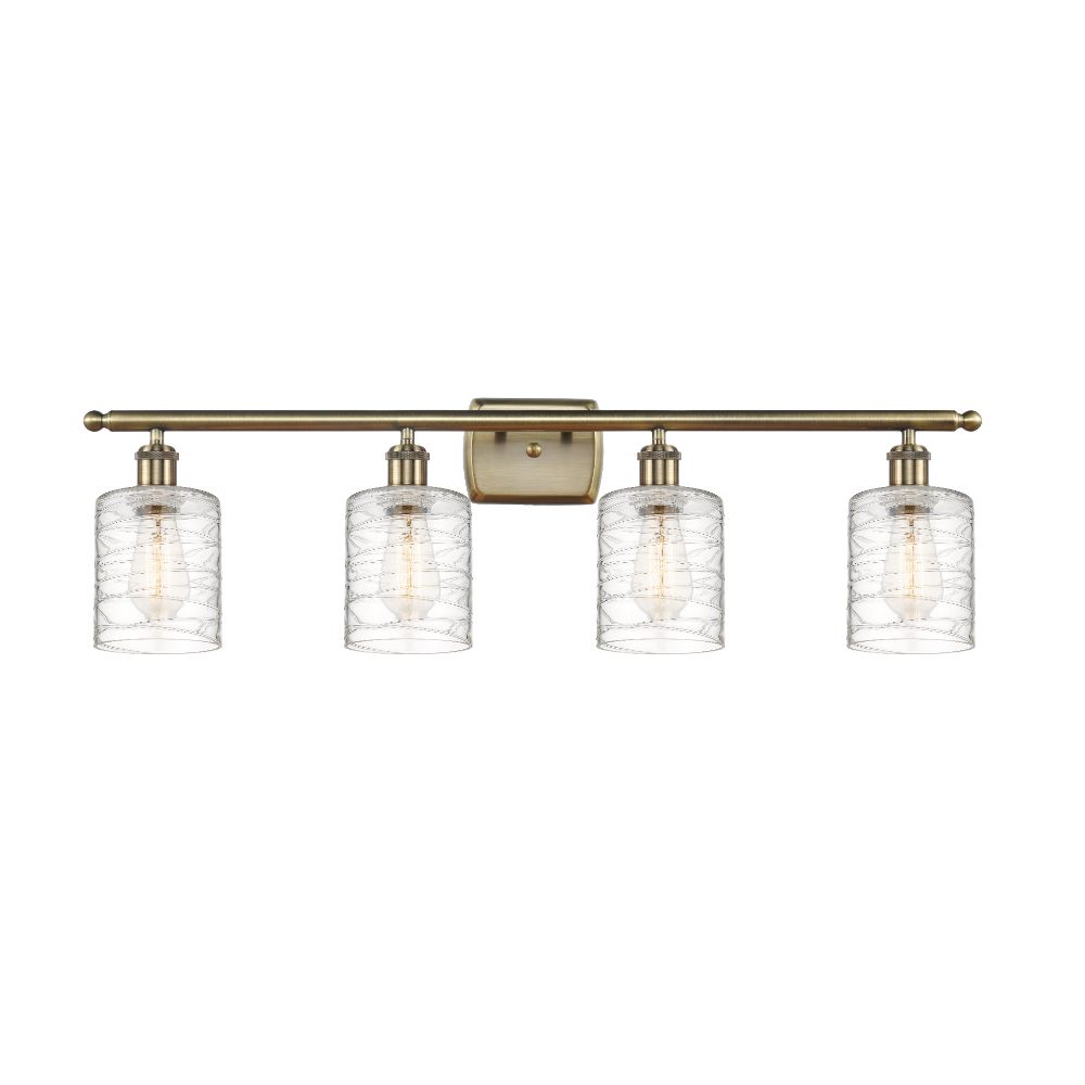 Innovations 516-4W-AB-G1113 Cobbleskill 4 Light Bath Vanity Light part of the Ballston Collection in Antique Brass