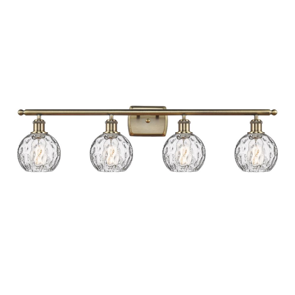 Innovations 516-4W-AB-G1215-6-LED Athens Water Glass 4 Light 36 inch Bath Vanity Light in Antique Brass