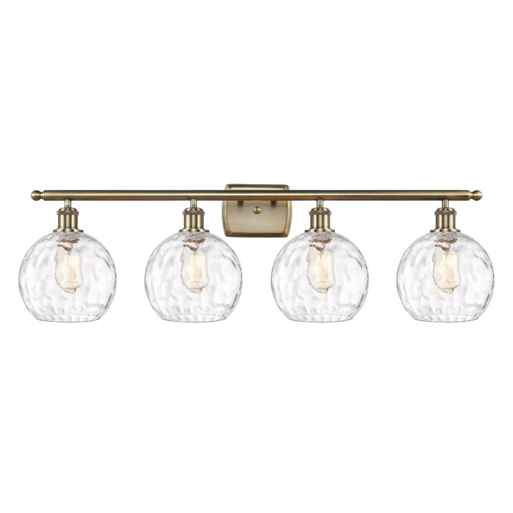 Innovations 516-4W-AB-G1215-8 Athens Water Glass 4 Light 36 inch Bath Vanity Light in Antique Brass