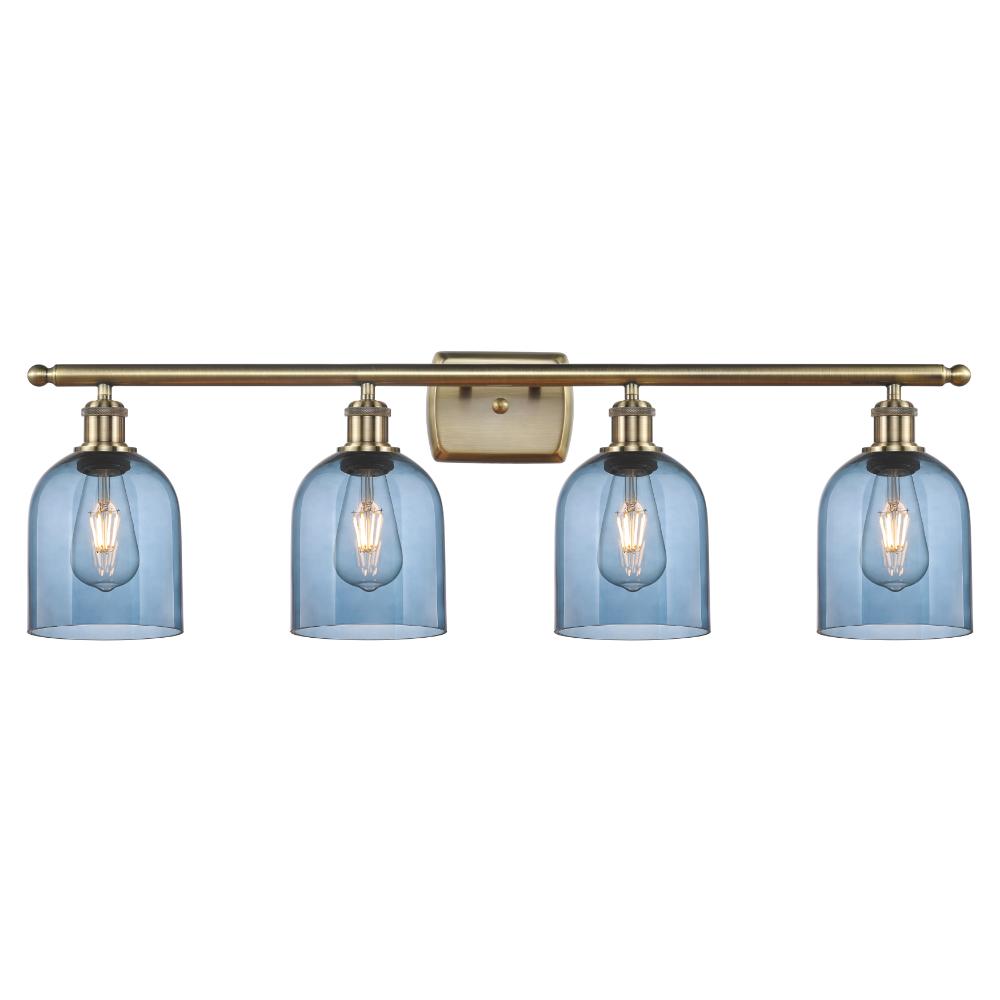 Innovations Lighting 516-4W-AB-G558-6BL Ballston - Bella - 4 Light 36" Bath Vanity Light - Antique Brass Finish - Princess Blue  Shade