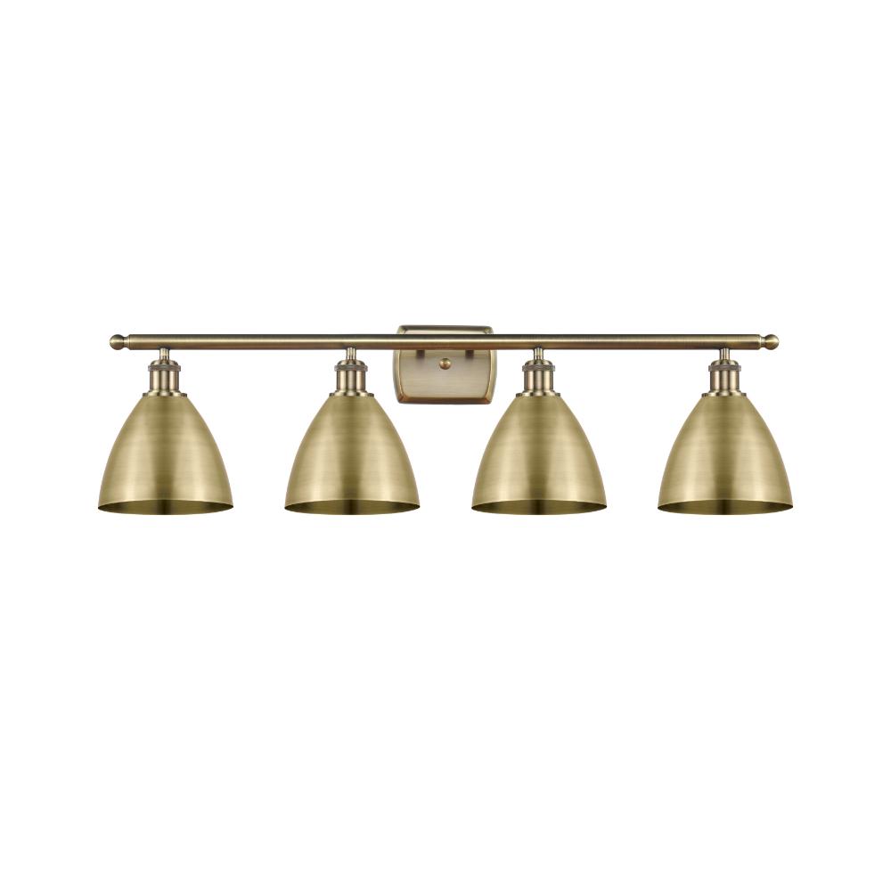 Innovations 516-4W-AB-MBD-75-AB Ballston Dome Bath Vanity Light in Antique Brass with Antique Brass Ballston Dome Cone Metal Shade