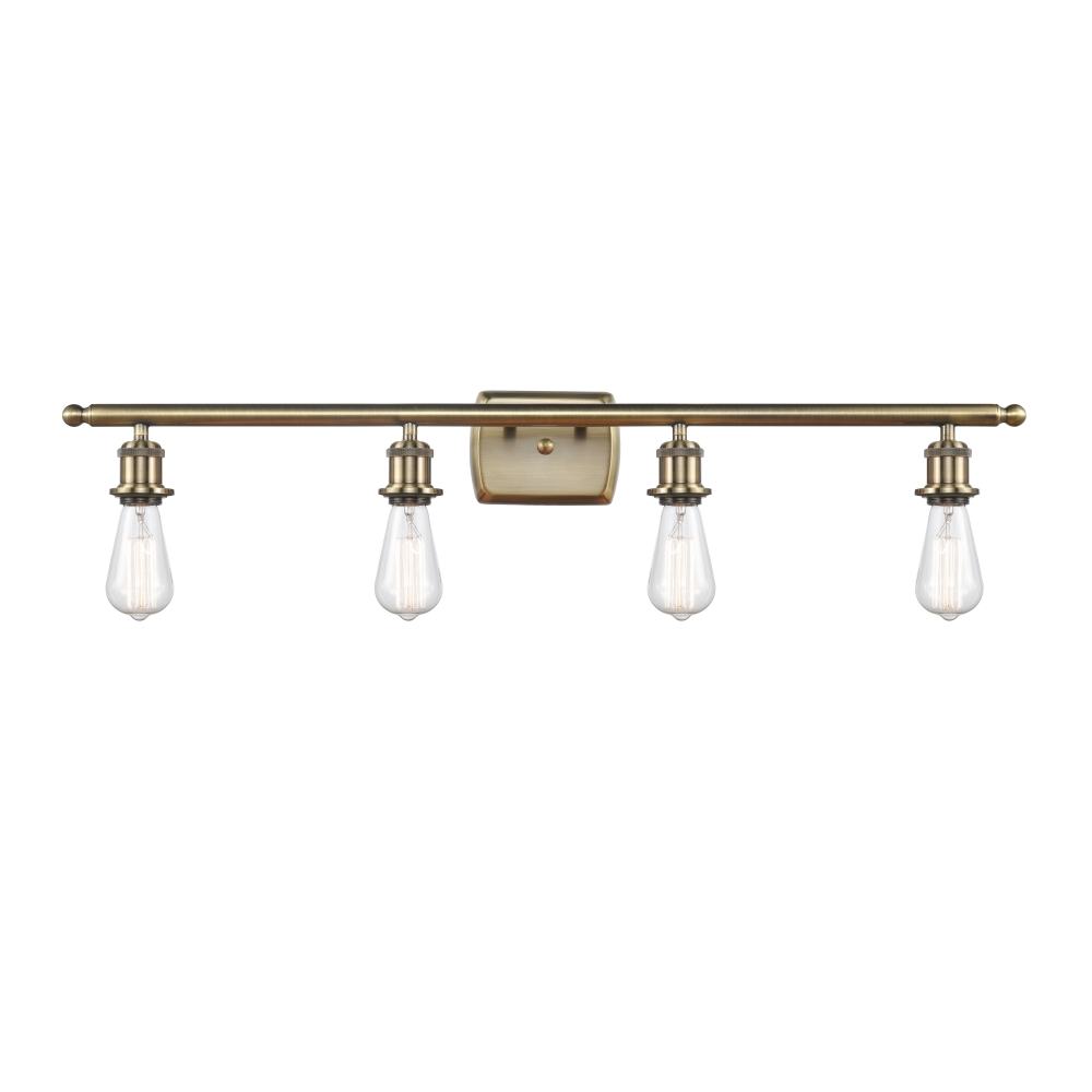 Innovations 516-4W-AB Bare Bulb 4 Light Bath Vanity Light part of the Ballston Collection in Antique Brass