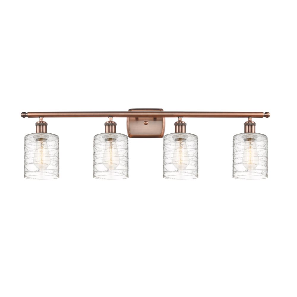 Innovations 516-4W-AC-G1113-LED Cobbleskill 4 Light Bath Vanity Light part of the Ballston Collection in Antique Copper