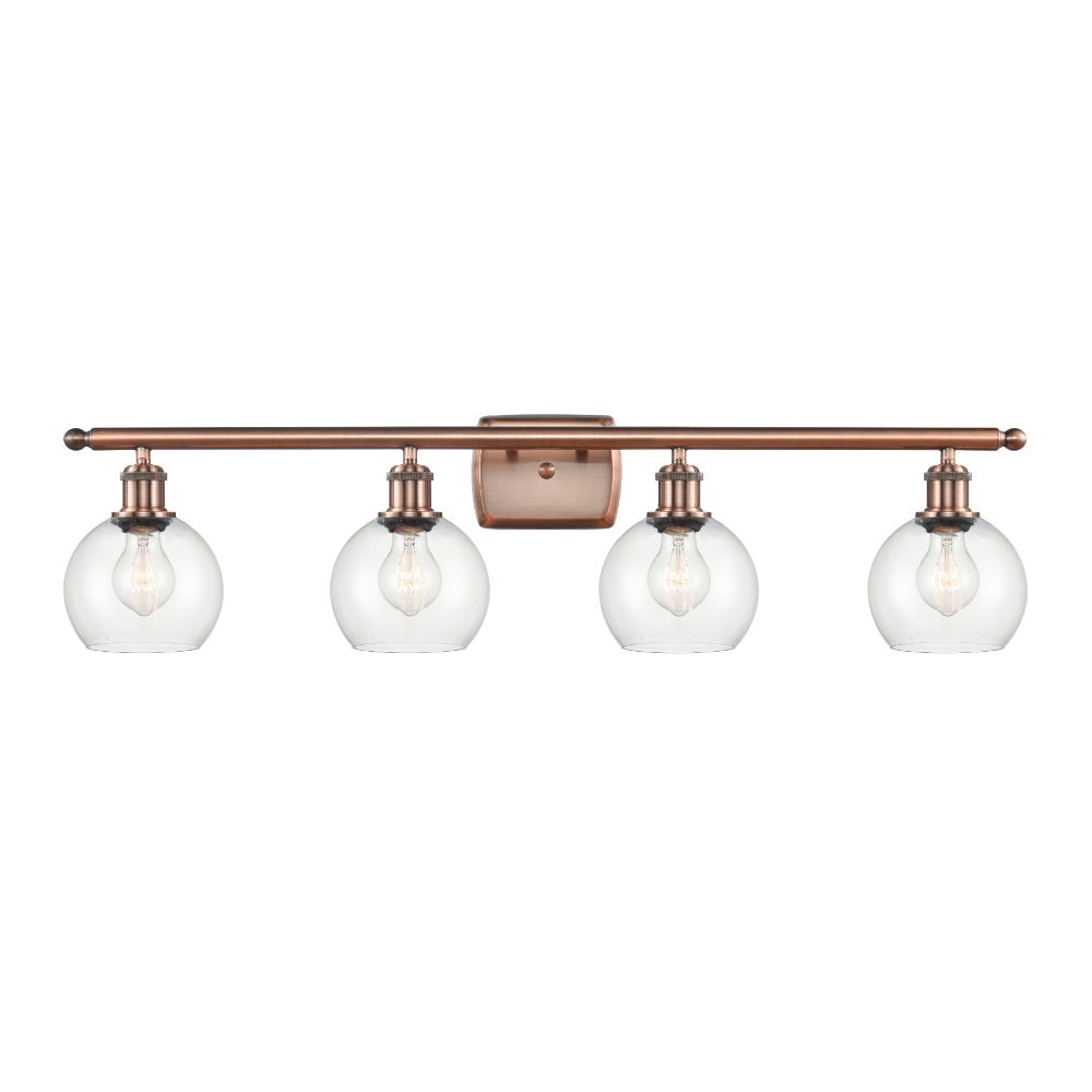 Innovations 516-4W-AC-G122-6-LED Athens 4 Light  36 inch Bath Vanity Light in Antique Copper