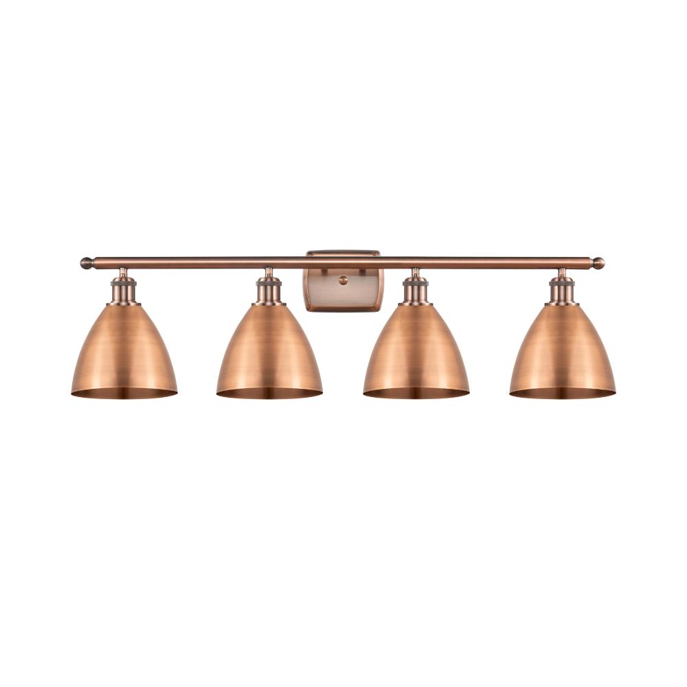 Innovations 516-4W-AC-MBD-75-AC Ballston Dome Bath Vanity Light in Antique Copper with Antique Copper Ballston Dome Cone Metal Shade