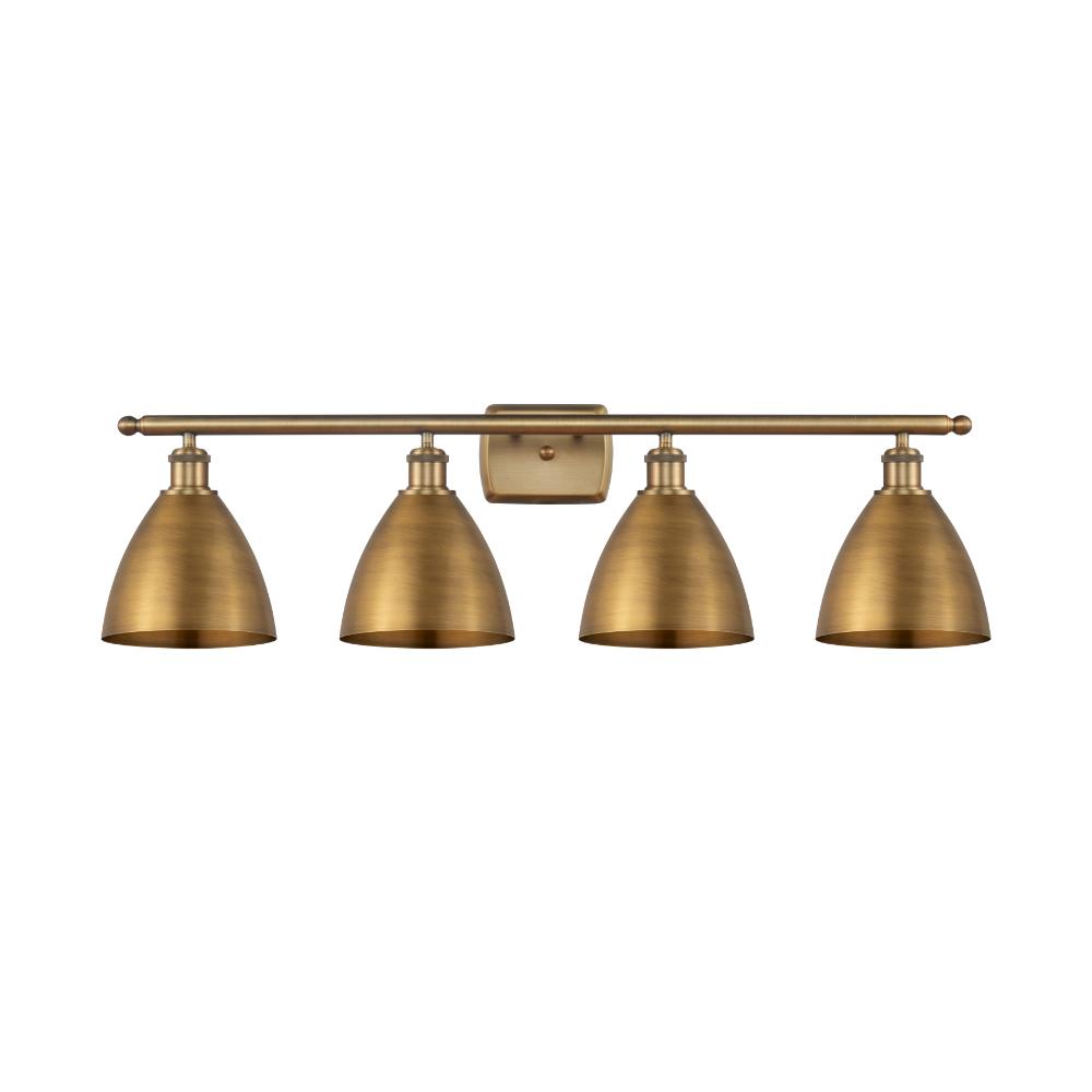 Innovations 516-4W-BB-MBD-75-BB Ballston Dome Bath Vanity Light in Brushed Brass with Brushed Brass Ballston Dome Cone Metal Shade