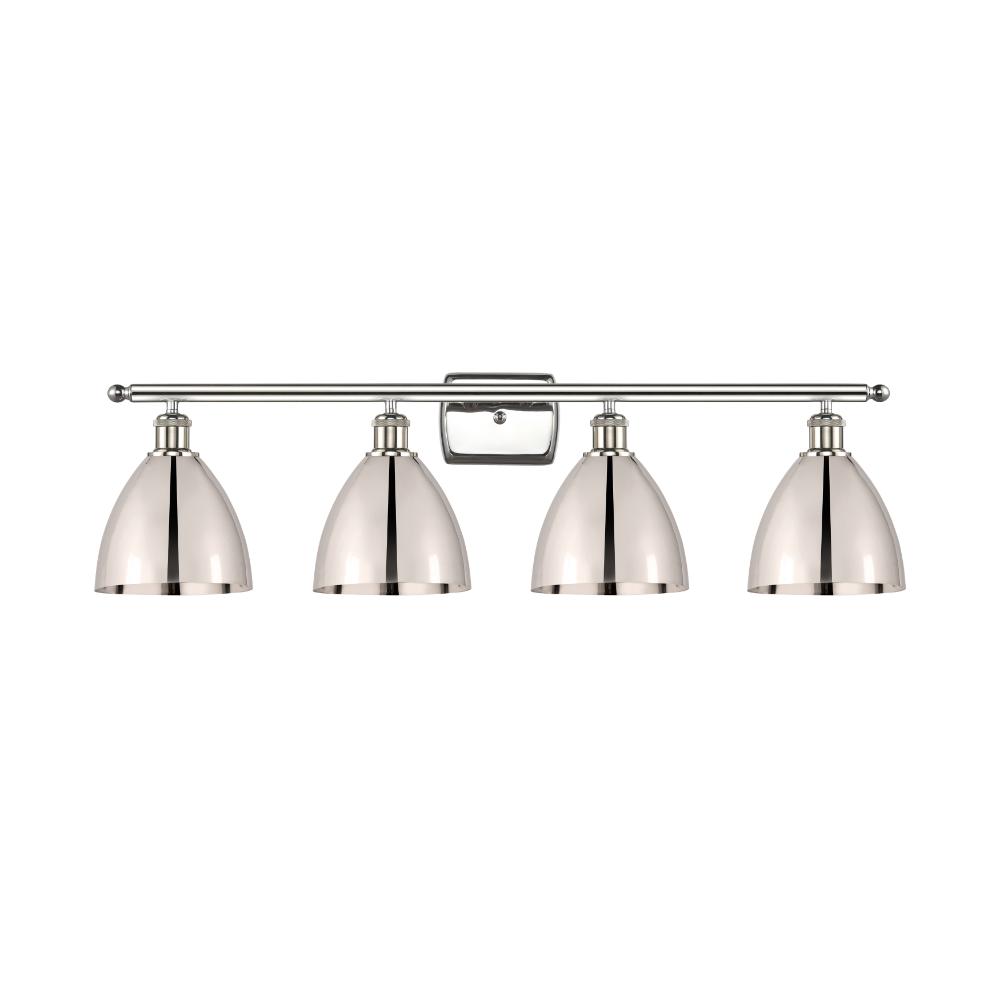 Innovations 516-4W-PN-MBD-75-PN Ballston Dome Bath Vanity Light in Polished Nickel with Polished Nickel Ballston Dome Cone Metal Shade