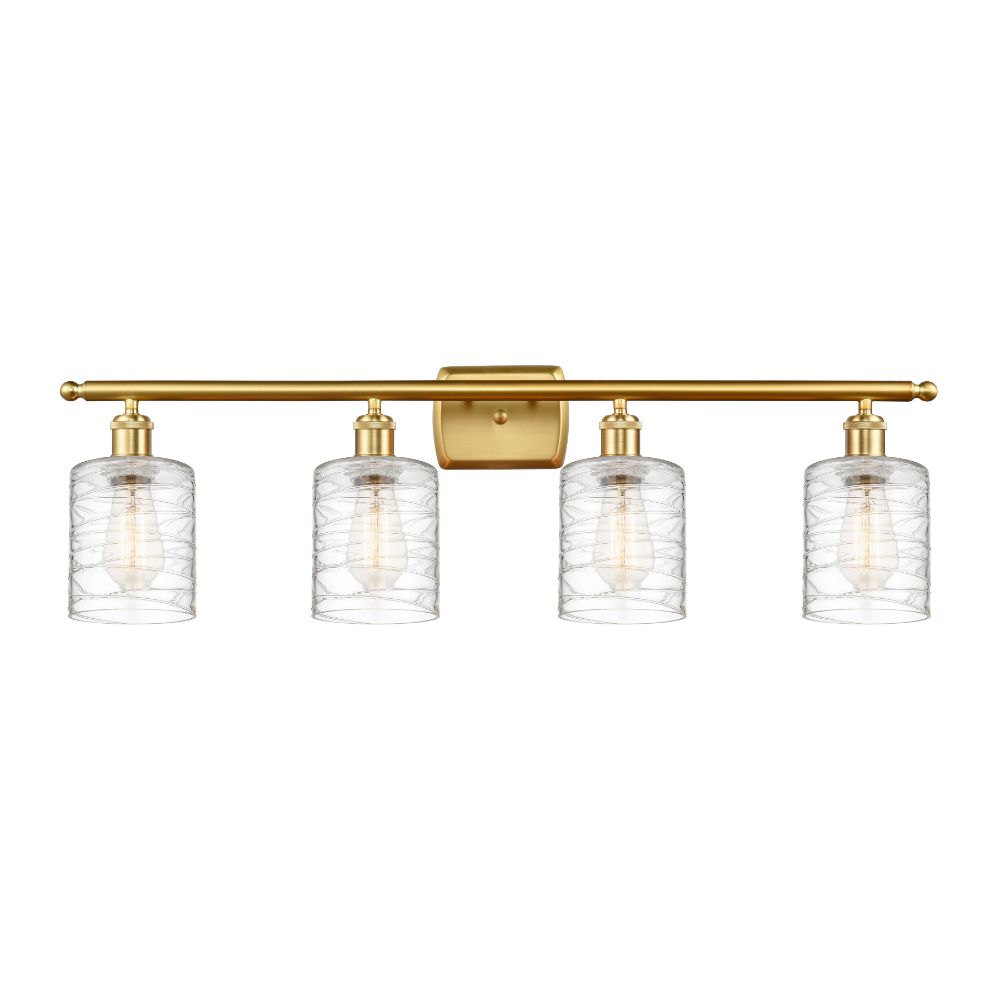 Innovations 516-4W-SG-G1113 Cobbleskill 4 Light Bath Vanity Light part of the Ballston Collection in Satin Gold