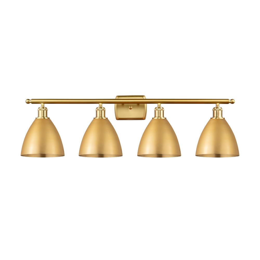 Innovations 516-4W-SG-MBD-75-SG Ballston Dome Bath Vanity Light in Satin Gold with Satin Gold Ballston Dome Cone Metal Shade
