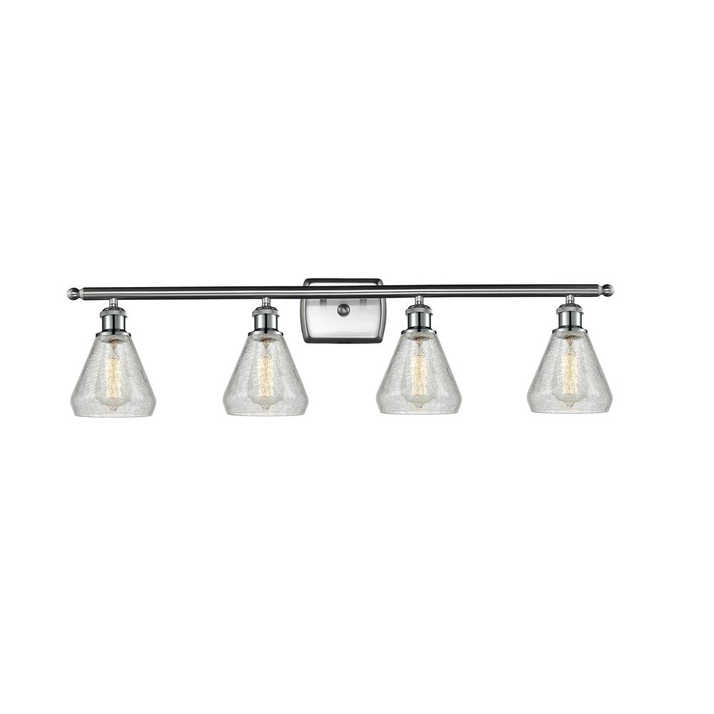 Innovations 516-4W-SN-G275-LED 4 Light Vintage Dimmable LED Conesus 36 inch Bathroom Fixture in Brushed Satin Nickel