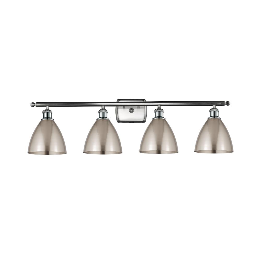 Innovations 516-4W-SN-MBD-75-SN Ballston Dome Bath Vanity Light in Brushed Satin Nickel with Brushed Satin Nickel Ballston Dome Cone Metal Shade