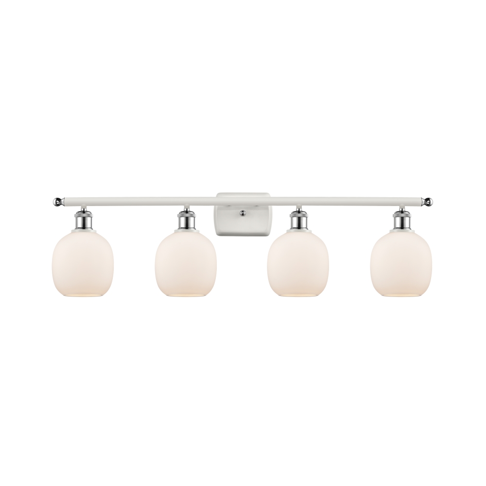Innovations 516-4W-WPC-G101 Belfast 4 Light Bath Vanity Light part of the Ballston Collection in White and Polished Chrome
