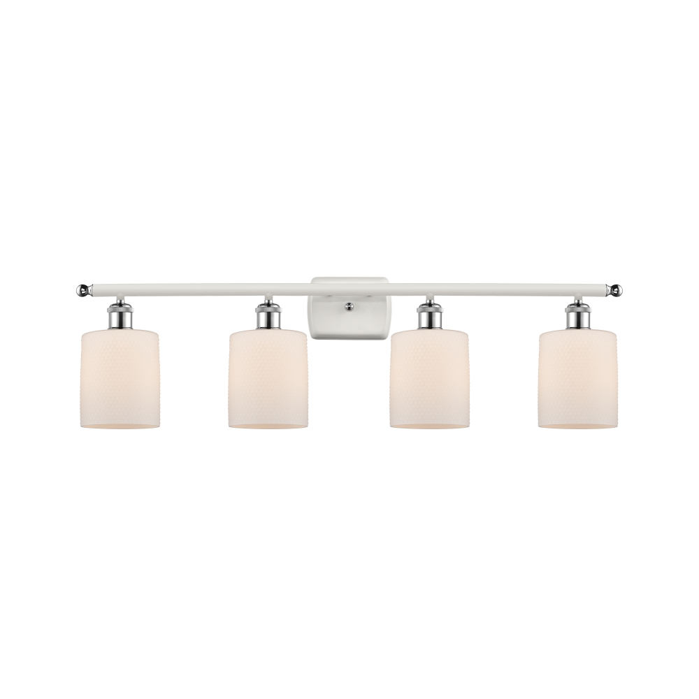 Innovations 516-4W-WPC-G111 Cobbleskill 4 Light Bath Vanity Light part of the Ballston Collection in White and Polished Chrome