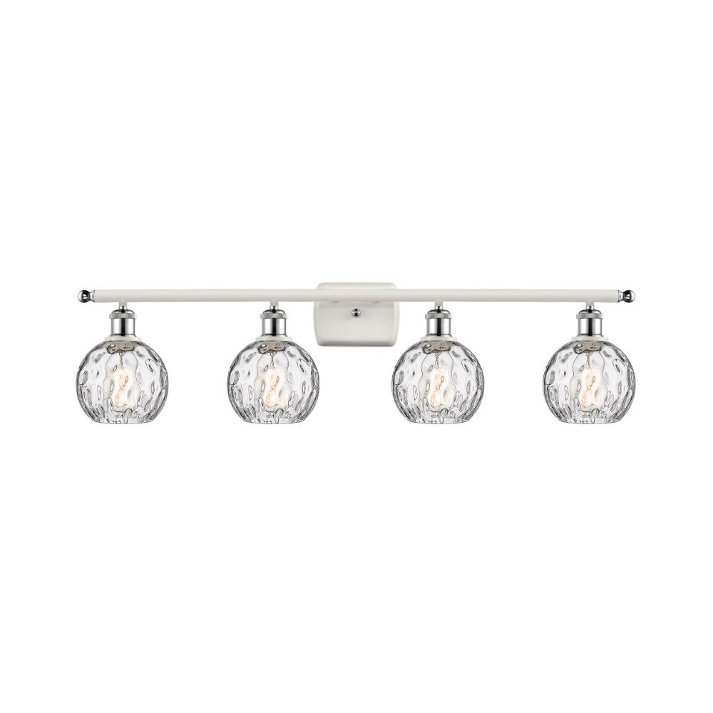 Innovations 516-4W-WPC-G1215-6 Athens Water Glass 4 Light 36 inch Bath Vanity Light in White and Polished Chrome
