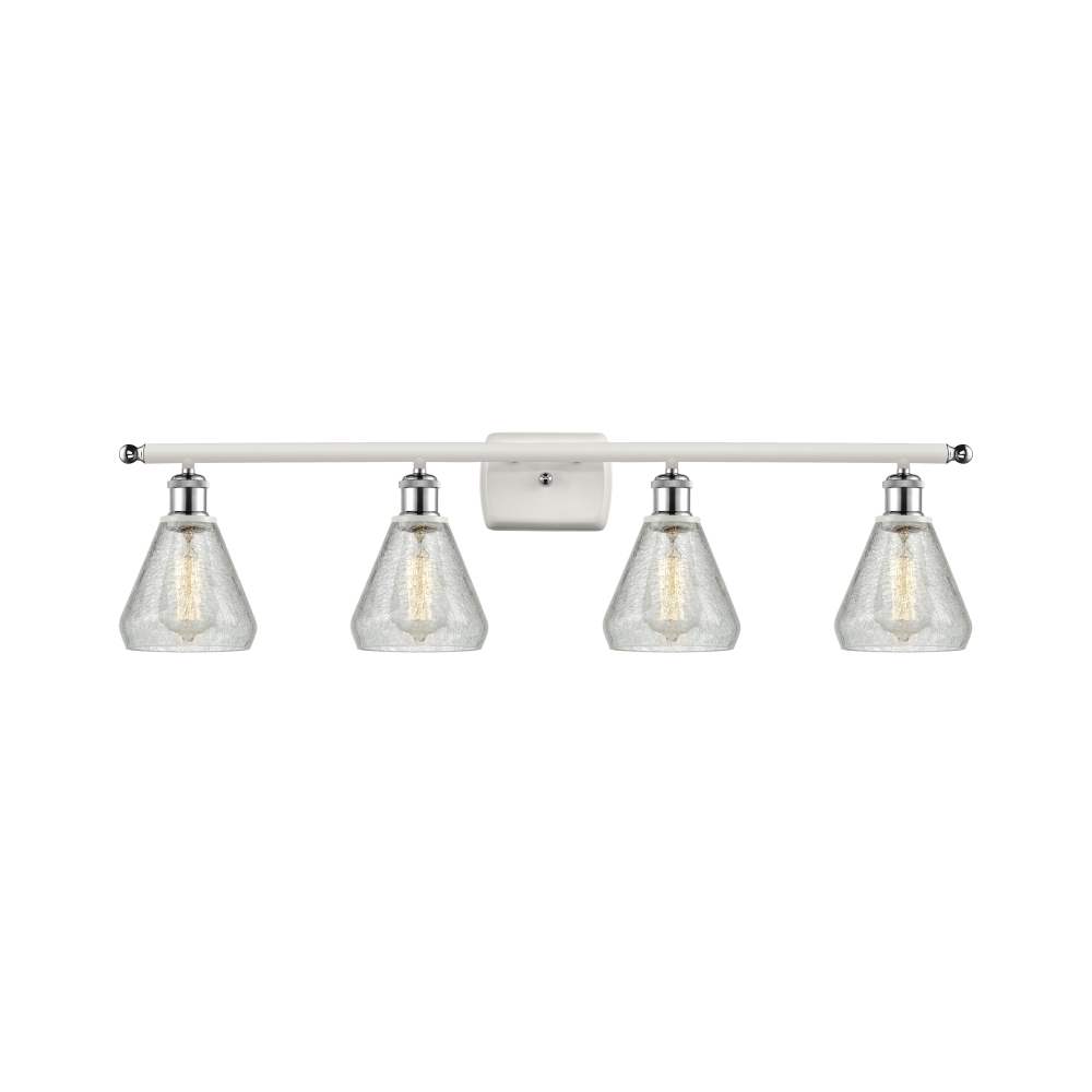Innovations 516-4W-WPC-G275 Conesus 4 Light Bath Vanity Light part of the Ballston Collection in White and Polished Chrome