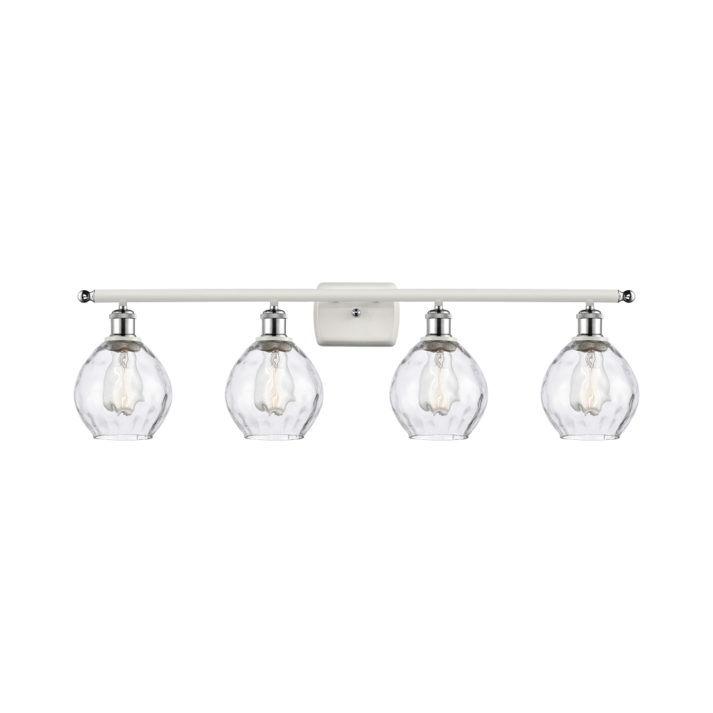 Innovations 516-4W-WPC-G362 Small Waverly 4 Light Bath Vanity Light part of the Ballston Collection in White and Polished Chrome