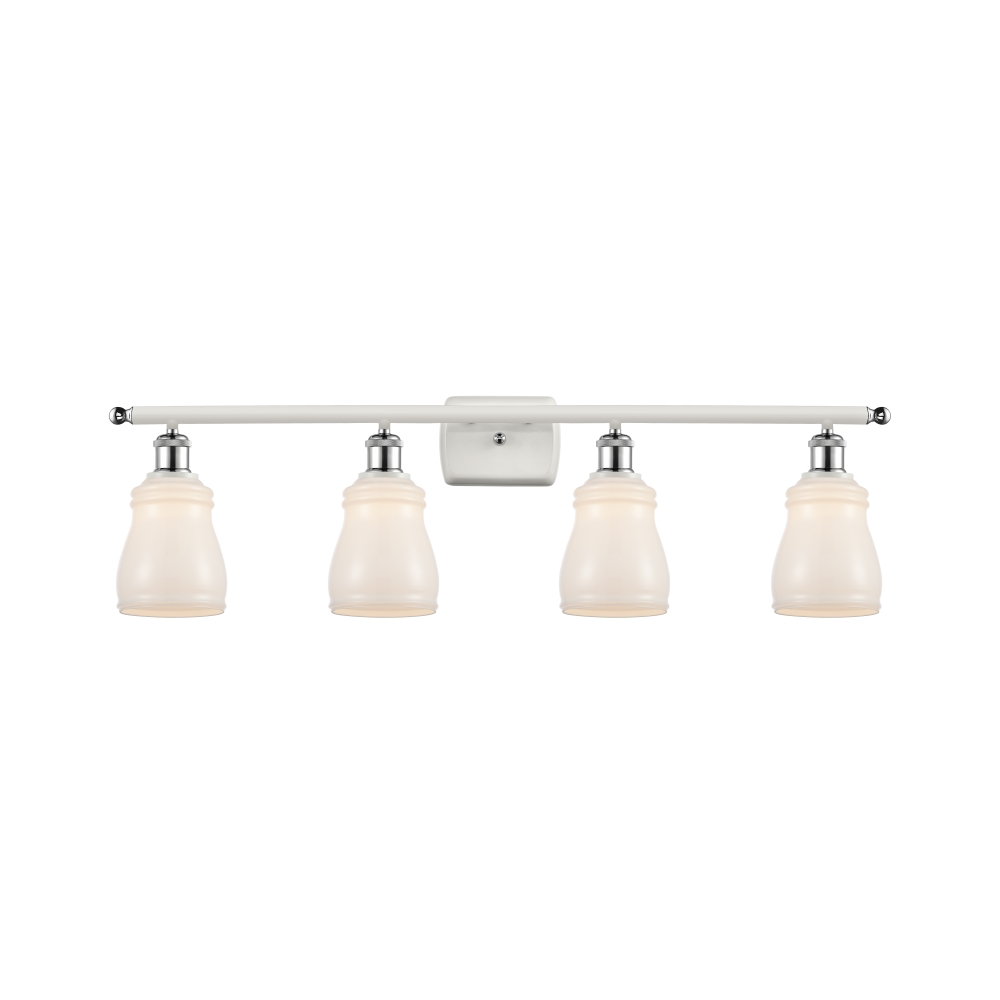 Innovations 516-4W-WPC-G391 Ellery 4 Light Bath Vanity Light part of the Ballston Collection in White and Polished Chrome