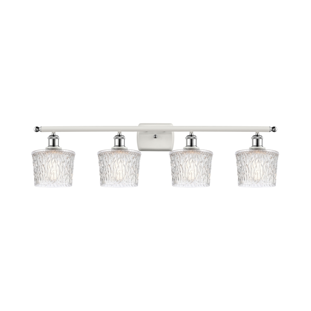 Innovations 516-4W-WPC-G402 Niagra 4 Light Bath Vanity Light part of the Ballston Collection in White and Polished Chrome
