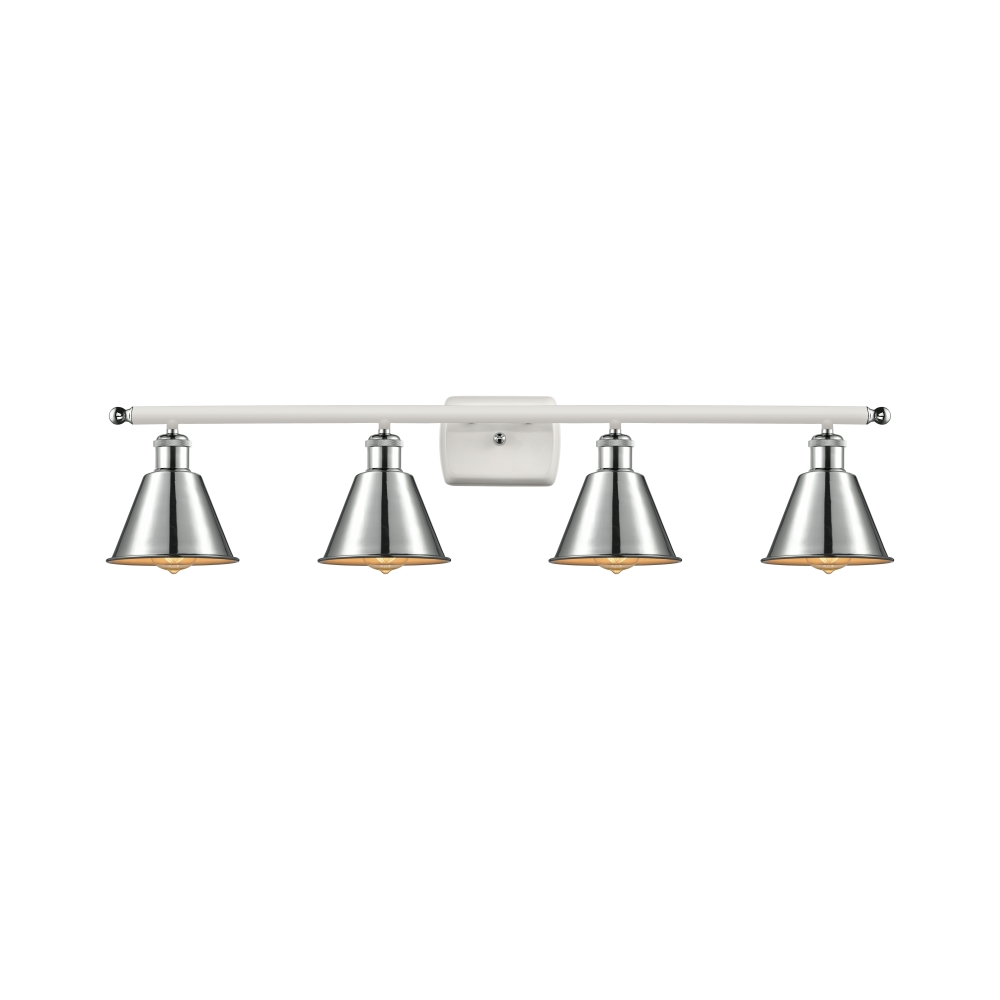 Innovations 516-4W-WPC-M8-PC-LED Smithfield 4 Light Bath Vanity Light part of the Ballston Collection in White and Polished Chrome