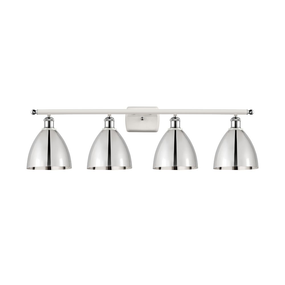 Innovations 516-4W-WPC-MBD-75-PC Ballston Dome Bath Vanity Light in White and Polished Chrome with Polished Chrome Ballston Dome Cone Metal Shade
