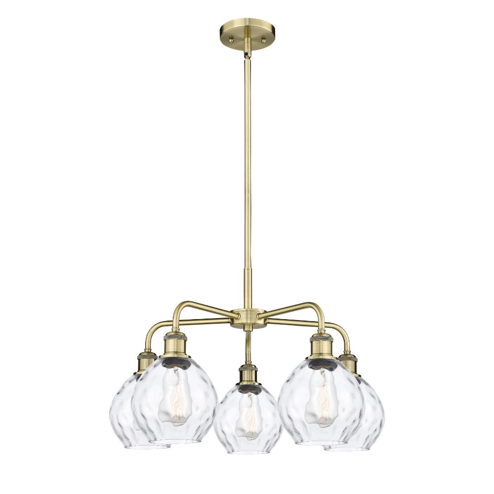 Innovations 516-5CR-AB-G362 Waverly - 5 Light 24" Stem Hung Chandelier - Antique Brass Finish - Clear Shade