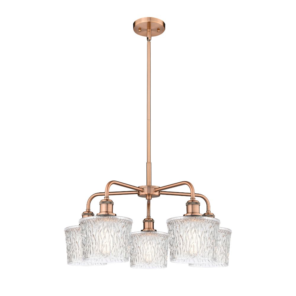 Innovations 516-5CR-AC-G402 Niagra - 5 Light 25" Stem Hung Chandelier - Antique Copper Finish - Clear Shade