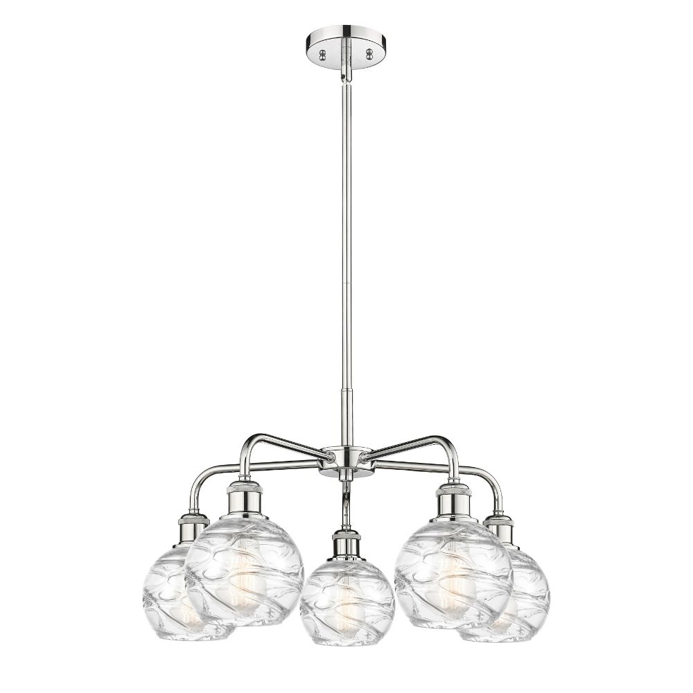 Innovations 516-5CR-PC-G1213-6 Athens Deco Swirl - 5 Light 24" Stem Hung Chandelier - Polished Chrome Finish - Clear Deco Swirl Shade