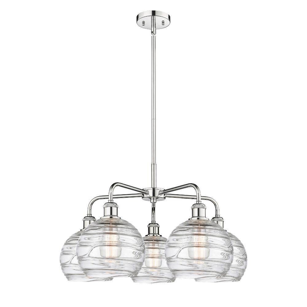 Innovations 516-5CR-PC-G1213-8 Athens Deco Swirl - 5 Light 26" Stem Hung Chandelier - Polished Chrome Finish - Clear Deco Swirl Shade