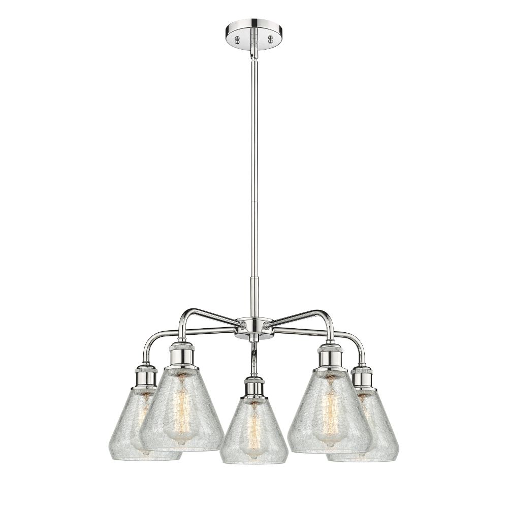 Innovations 516-5CR-PC-G275 Conesus - 5 Light 24" Stem Hung Chandelier - Polished Chrome Finish - Clear Crackle Shade