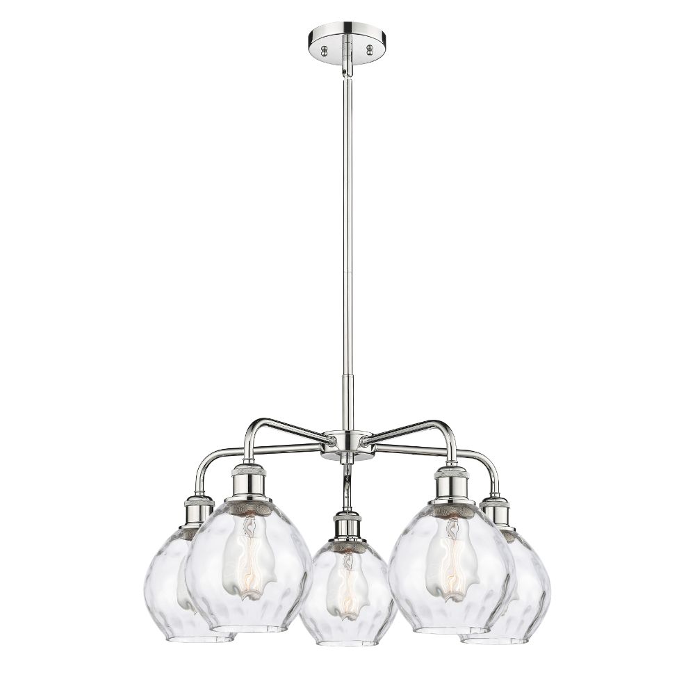 Innovations 516-5CR-PC-G362 Waverly - 5 Light 24" Stem Hung Chandelier - Polished Chrome Finish - Clear Shade