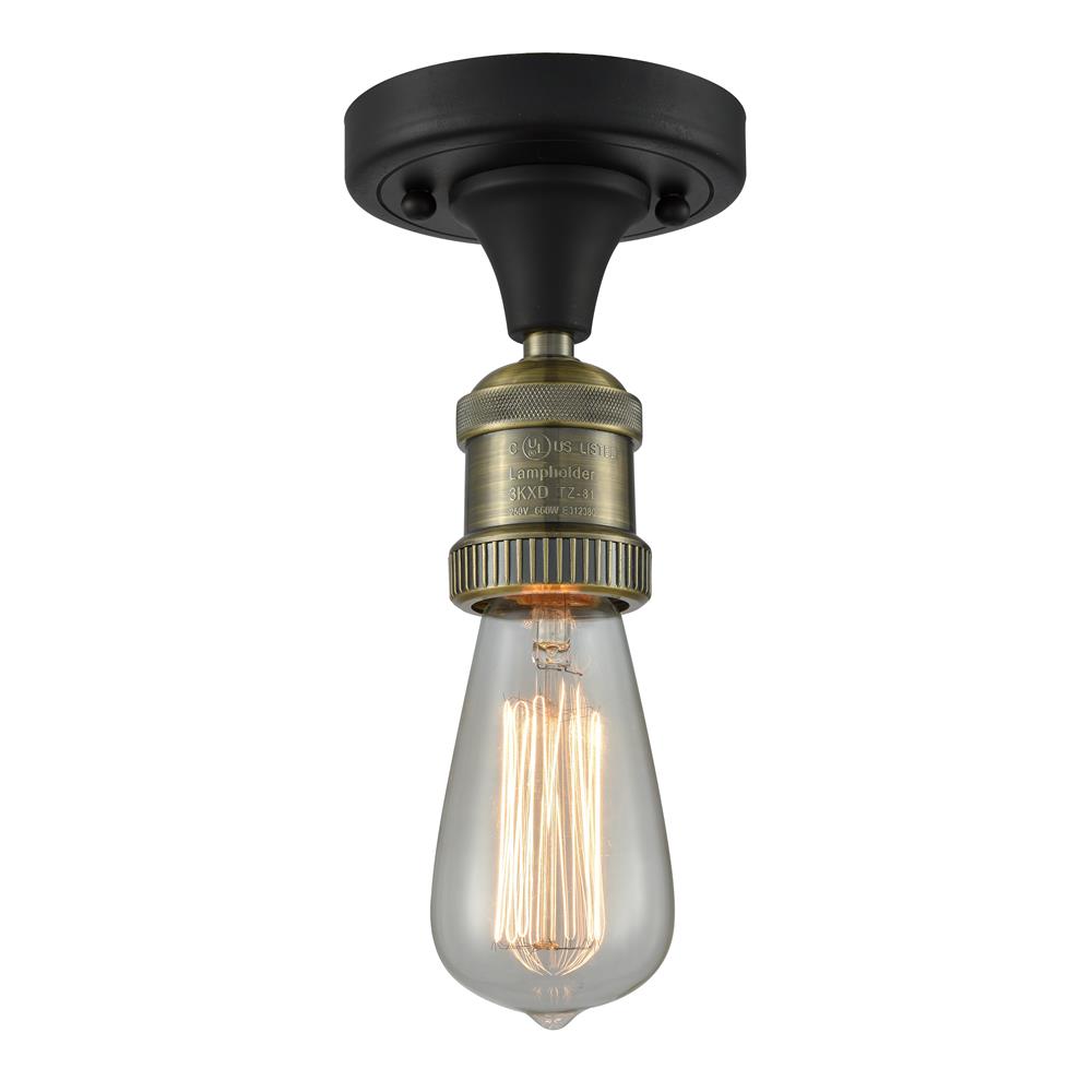 Innovations 517-1C-BAB Black Antique Brass Bare Bulb 1 Light Semi-Flush Mount