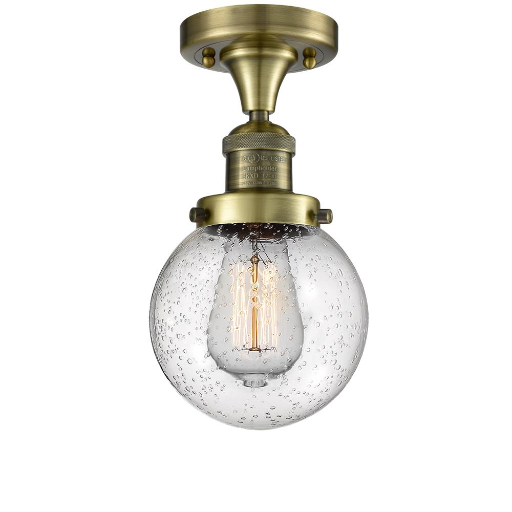 Innovations 517-1CH-AB-G204-6-LED 1 Light Vintage Dimmable LED Beacon 6 inch Flush Mount in Antique Brass