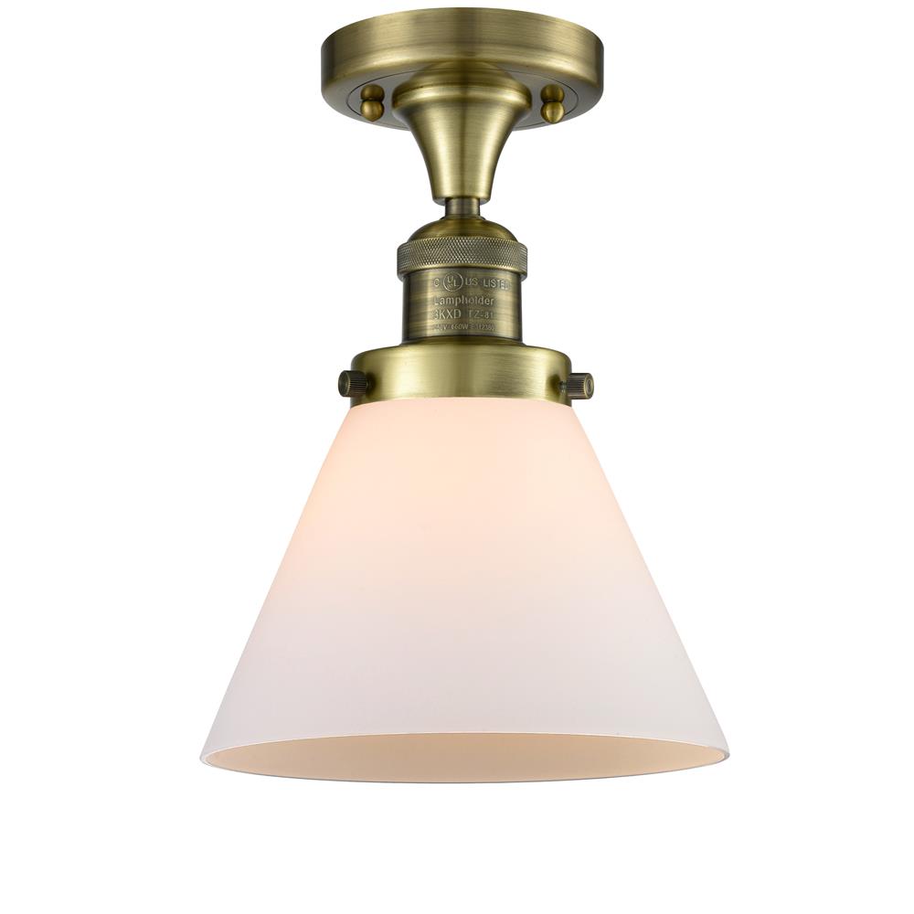 Innovations 517-1CH-AB-G41-LED 1 Light Vintage Dimmable LED Large Cone 8 inch Flush Mount in Antique Brass