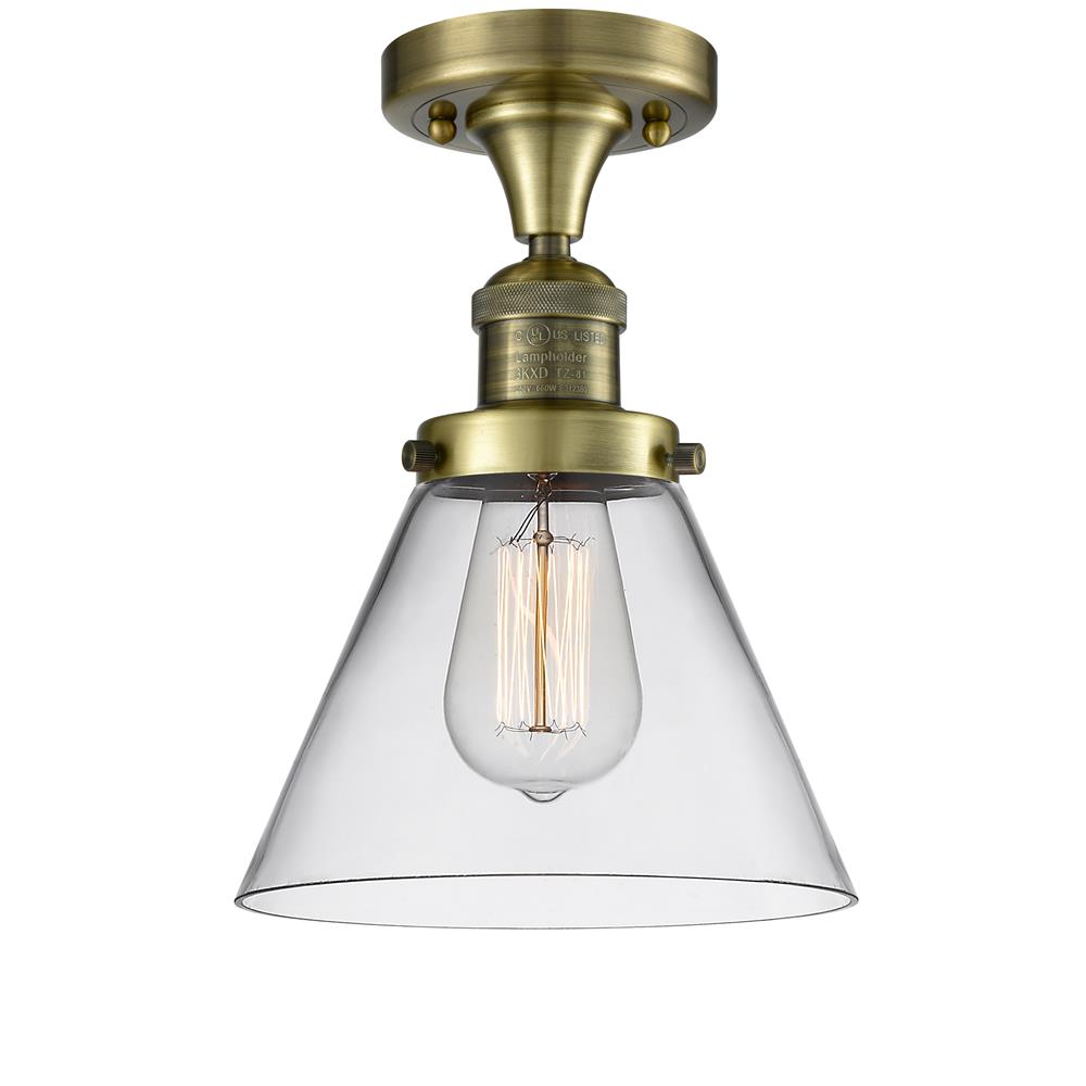 Innovations 517-1CH-AB-G42-LED 1 Light Vintage Dimmable LED Large Cone 8 inch Flush Mount in Antique Brass