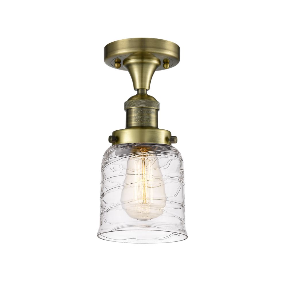 Innovations 517-1CH-AB-G513-LED Small Bell 1 Light Semi-Flush Mount in Antique Brass
