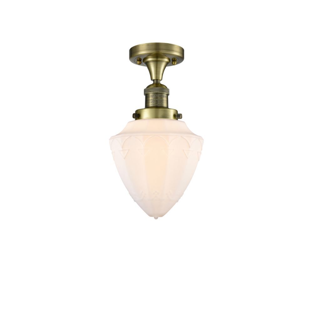 Innovations 517-1CH-AB-G661-12-LED Bullet Large 1 Light Semi Flush Mount part of the Franklin Restoration Collection in Antique Brass
