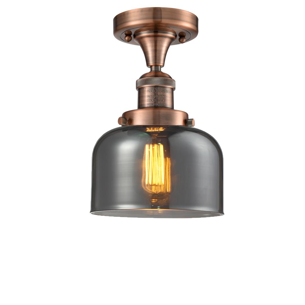 Innovations 517-1CH-AC-G73-LED 1 Light Vintage Dimmable LED Large Bell 8 inch Semi-Flush Mount in Antique Copper